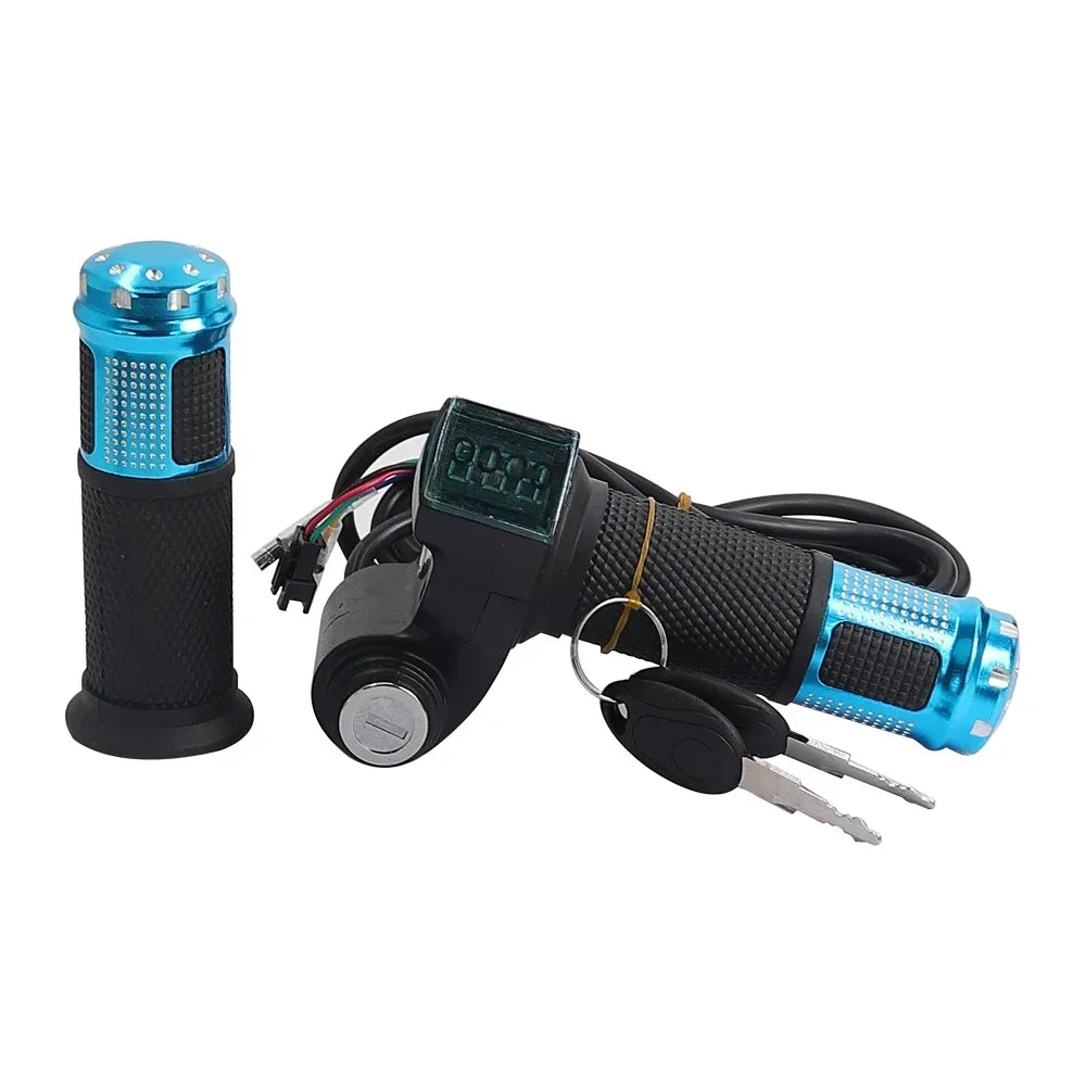 12V-90V Indicator Key Switch for Electric Bike Scooter Electric Throttle Twist Throttle Accelerator with Led Digital Display