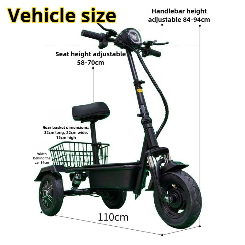 Mini Adult Portable with Basket Electric Scooter Elderly Commuting Electric Tricycle Household Disabled Leisure Electric Bike