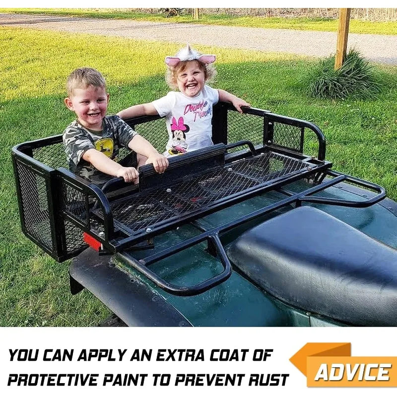 ORCISH 14"W x 41"L x 12.5"H Universal ATV/UTV Rear Drop Cargo Basket Rack,Heavy Duty Detachable Steel Luggage Mesh Surface
