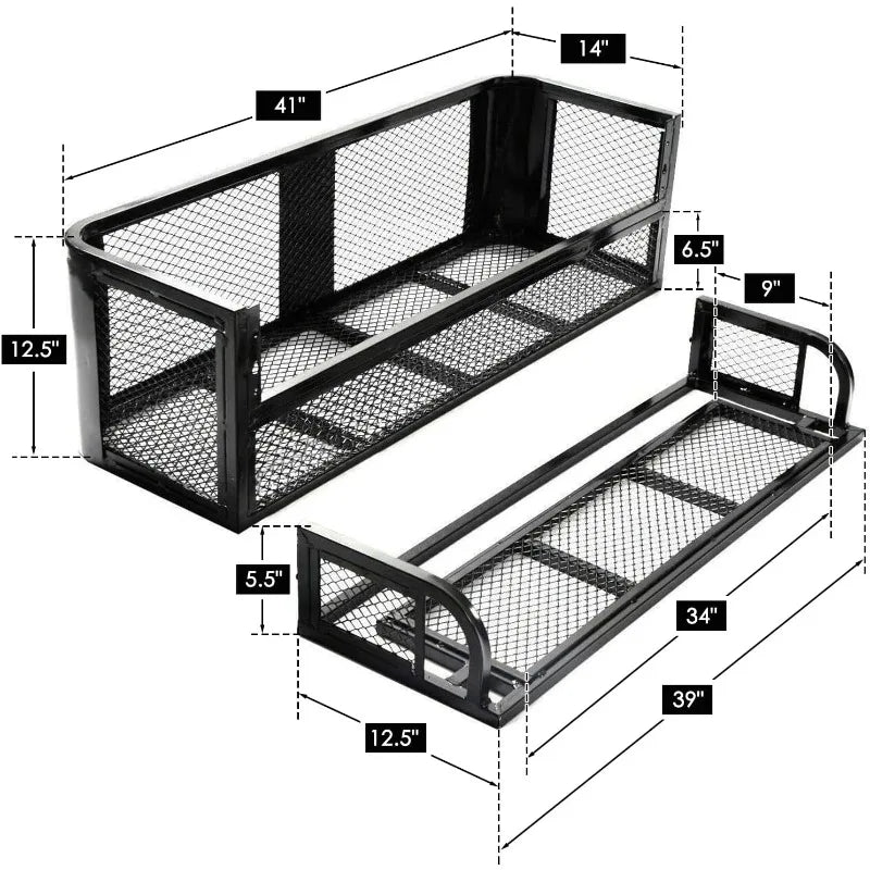 ORCISH 14"W x 41"L x 12.5"H Universal ATV/UTV Rear Drop Cargo Basket Rack,Heavy Duty Detachable Steel Luggage Mesh Surface