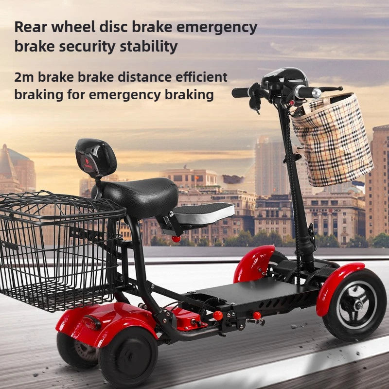 Mini Small Senior Scooter Adult 4Wheel Folding Elderly Mobility Scooter 36V Removable Lithium Battery Disabled Electric Scooter