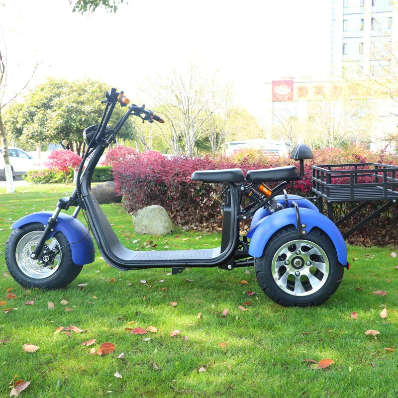 2000W Motor Electric Tricycle Snow Wide Tire Adult Commuting Leisure Mobility Scooter Comfortable Seat Basket Electric Scooter
