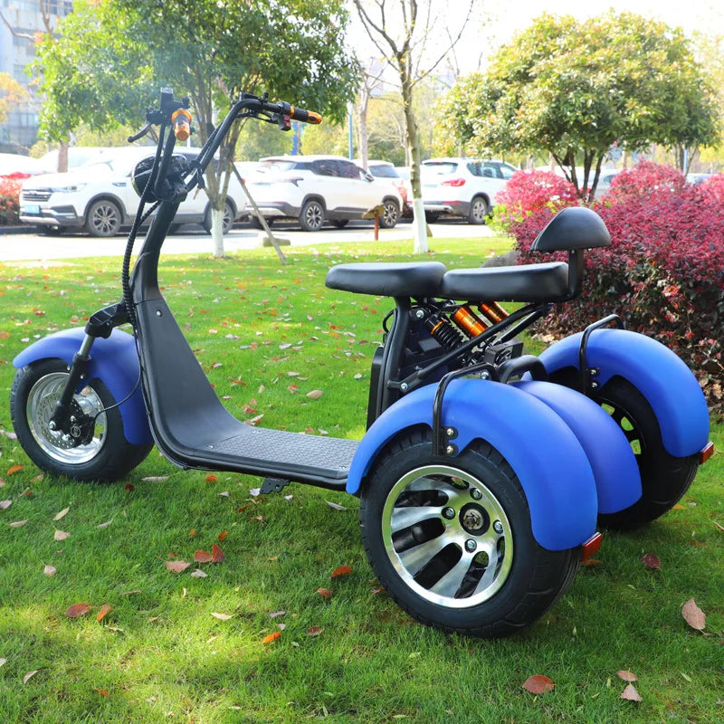 2000W Motor Electric Tricycle Snow Wide Tire Adult Commuting Leisure Mobility Scooter Comfortable Seat Basket Electric Scooter