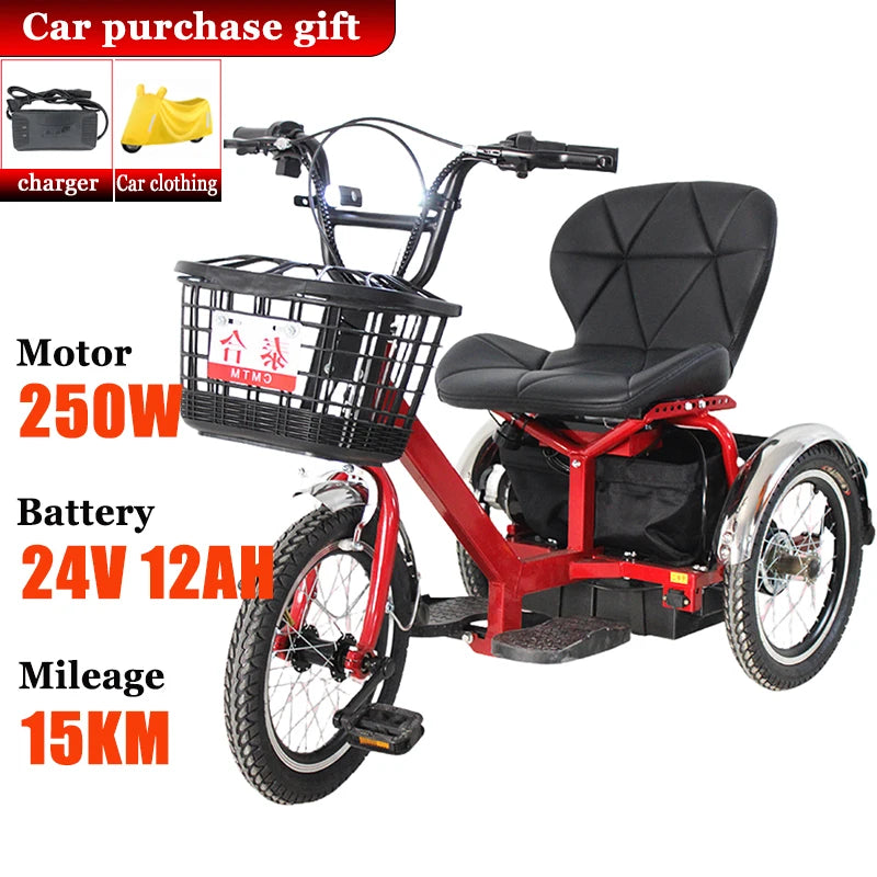 Disabled Commuting Tricycle NEW Small Adult Leisure Light Electric Kick Scooter Elderly Luxury Seat with Basket Electric Bicycle