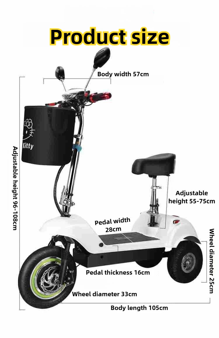 NEW Fold Elderly Electric Tricycle Adult Commuting Leisure Mobility Scooter Household Electric Scooter Mini Small Electric Bike