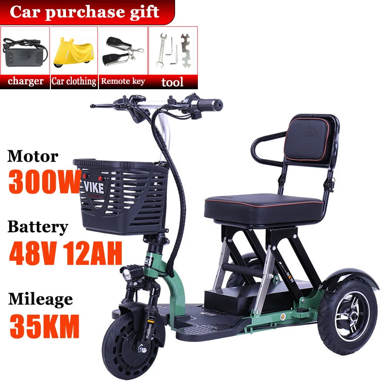 NEW Adult Electric Tricycle 3-Wheeler Disabled Commuting Electric Scooter with Basket Comfortable Seat Elderly Mobility Scooter