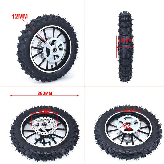 2.50-10" Front Or Rear Wheel 10 inch Tire Aluminum Rims With Brake and Sprocket For Chinese Gas Electric Mini Dirt Pit Bike