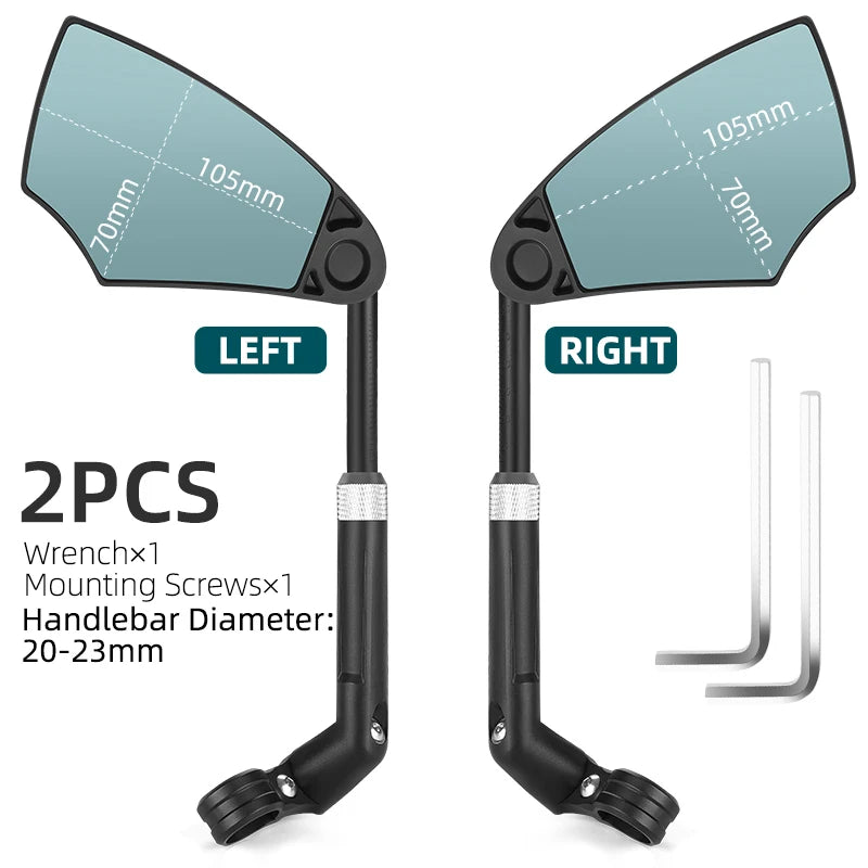 WEST BIKING Anti-Glare Bicycle Rearview Mirror Telescopic Flexible 360 Wide Angle MTB E-Bike Electric Scooter HD Rearview Mirror