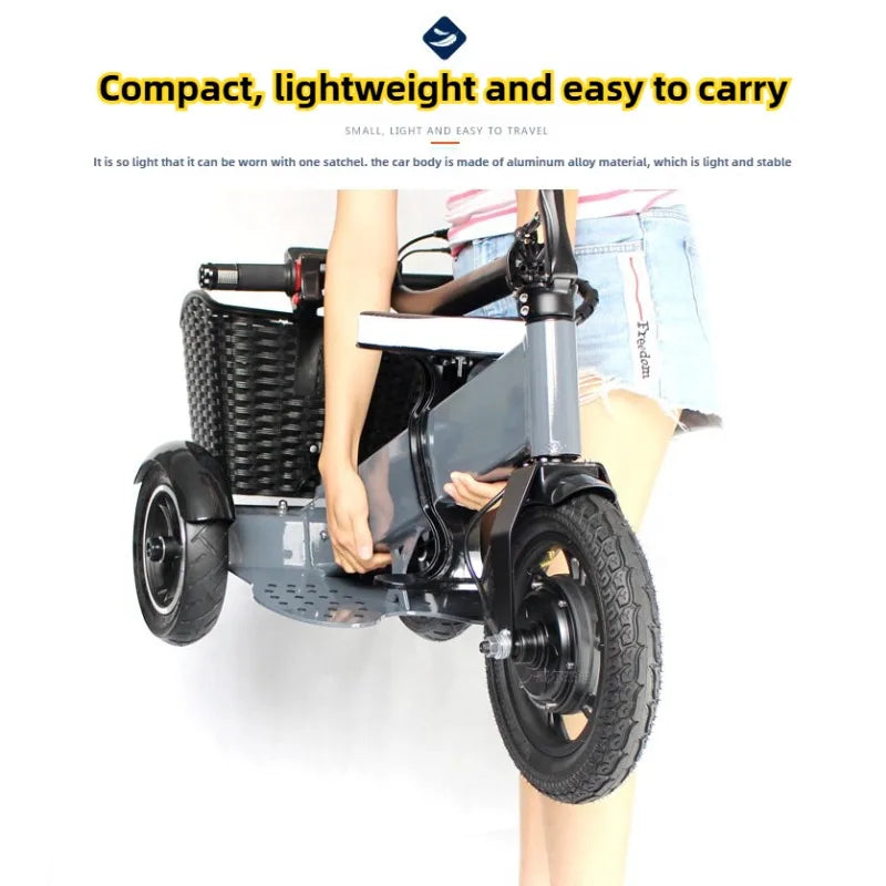 Adult Electric Tricycle Portable Folding Parent-child Mini Small 3Wheeler with Basket Elderly Removable Battery Mobility Scooter