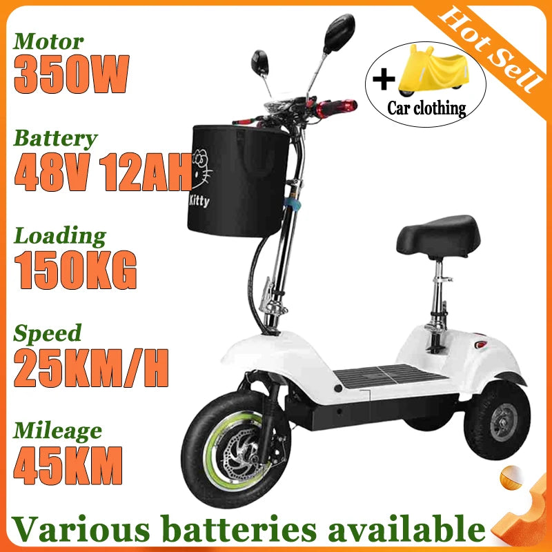 NEW Fold Elderly Electric Tricycle Adult Commuting Leisure Mobility Scooter Household Electric Scooter Mini Small Electric Bike