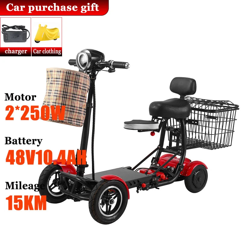 Mini Small Senior Scooter Adult 4Wheel Folding Elderly  Mobility Scooter 36V Removable Lithium Battery Disabled Electric Scooter