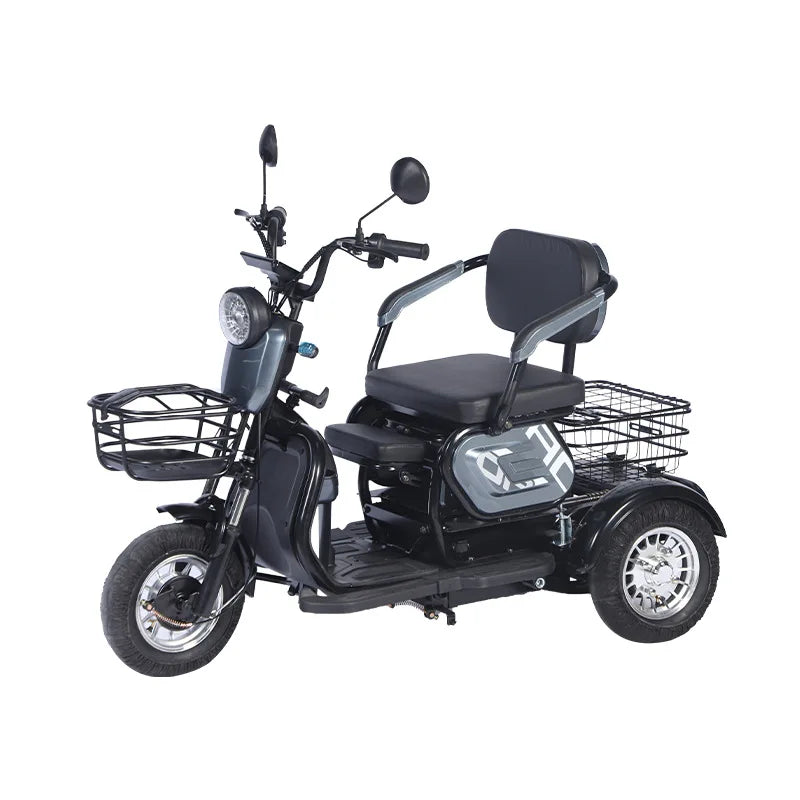 Adult Mini Electric Tricycle Elderly 3wheeler with Basket Disabled Commuting Leisure Comfortable Seat Snow Tire Mobility Scooter
