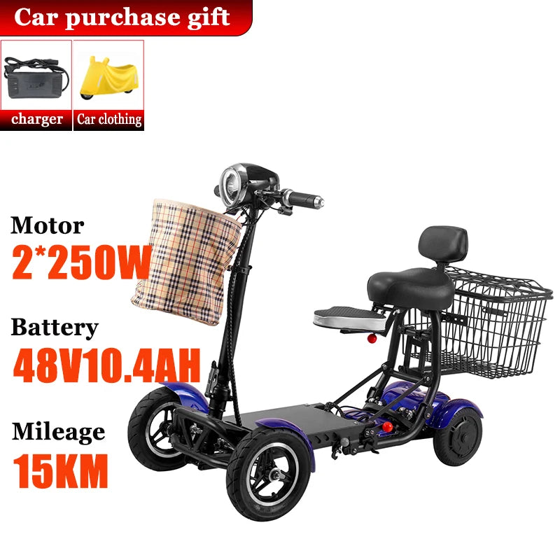 Mini Small Senior Scooter Adult 4Wheel Folding Elderly  Mobility Scooter 36V Removable Lithium Battery Disabled Electric Scooter
