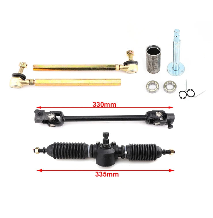 320mm/420mm Front Steering Gear Rack Pinion 30T Adjustable Shaft Tie Rod Kit For 110cc 125cc Quad Go Kart Golf UTV Buggy ATV