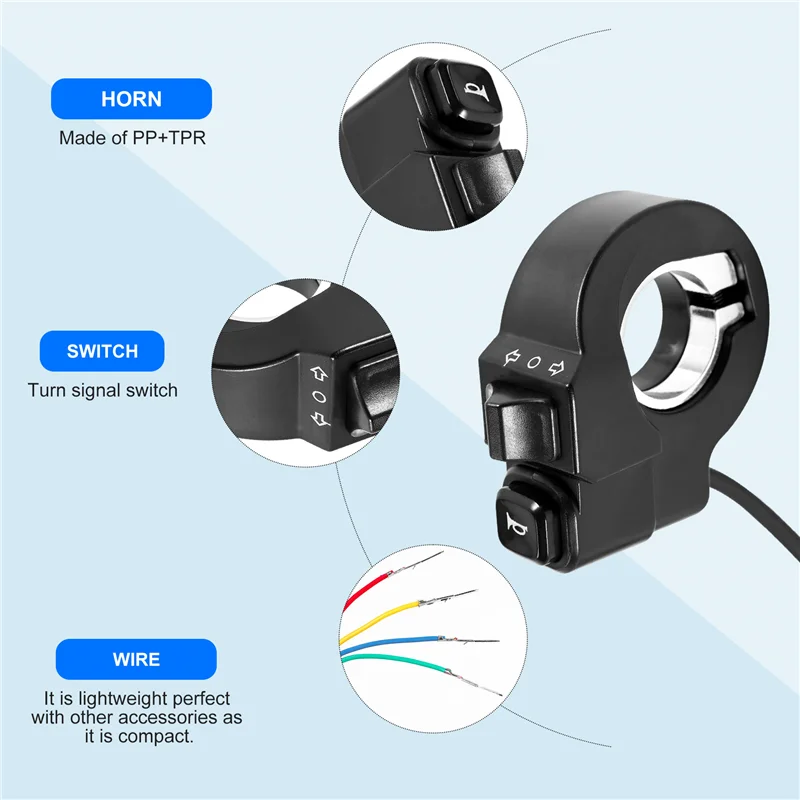 BAAY E-Bike 2 In 1 Horn Turn Signal Switch Button Electric Bicycle Parts Accessories Motorcycle E-Bike Electric Scooter