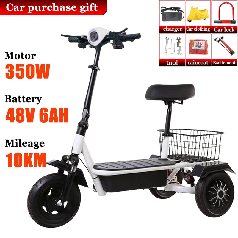 Mini Adult Portable with Basket Electric Scooter Elderly Commuting Electric Tricycle Household Disabled Leisure Electric Bike
