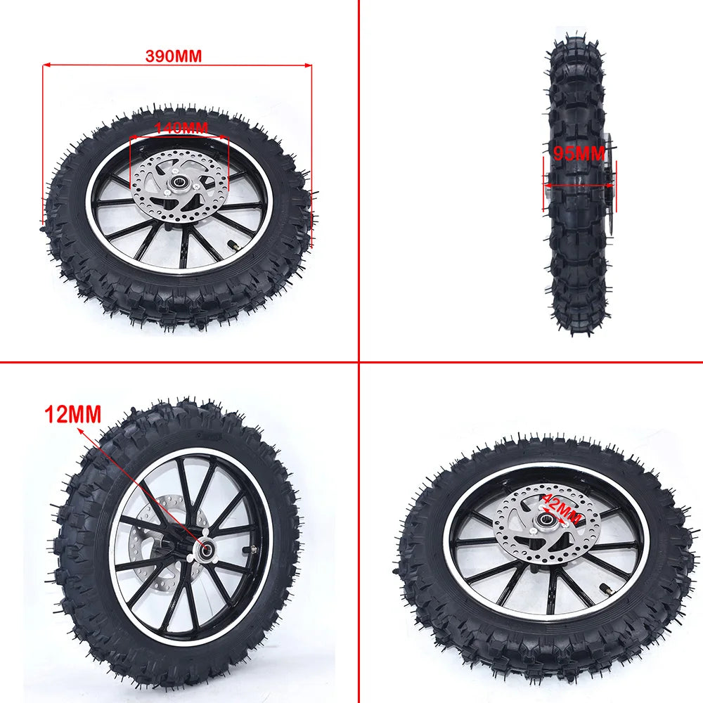 2.50-10" Front Or Rear Wheel 10 inch Tire Aluminum Rims With Brake and Sprocket For Chinese Gas Electric Mini Dirt Pit Bike