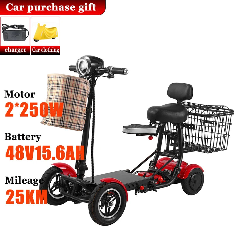 Mini Small Senior Scooter Adult 4Wheel Folding Elderly  Mobility Scooter 36V Removable Lithium Battery Disabled Electric Scooter