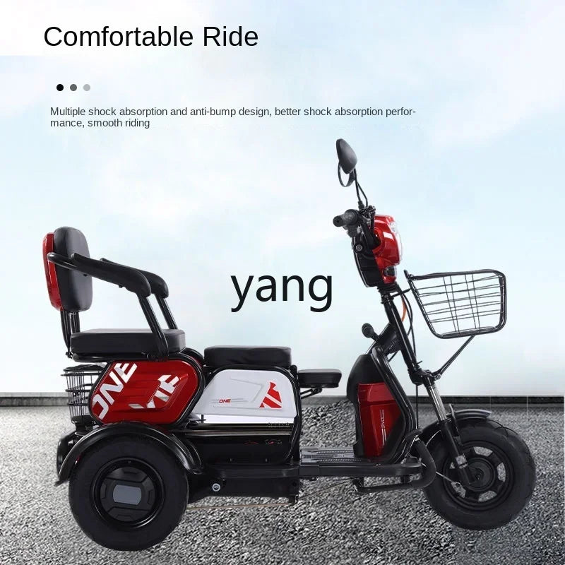L'm'm electric tricycle household small ladies pick-up scooter parent-child three-person battery car with shed