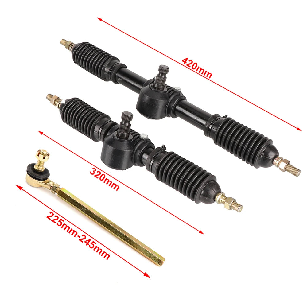 320mm/420mm Front Steering Gear Rack Pinion 30T Adjustable Shaft Tie Rod Kit For 110cc 125cc Quad Go Kart Golf UTV Buggy ATV
