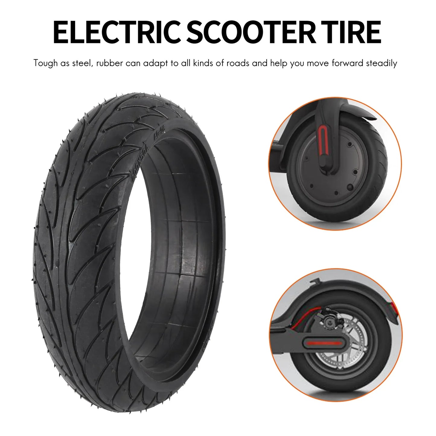 8 Inch Front Scooter Solid Tire Tyre Wheel For Xiaomi Ninebot Es1 Es2 Electric Scooter Kickscooter Skateboard 8 Inch Non-Pneumat
