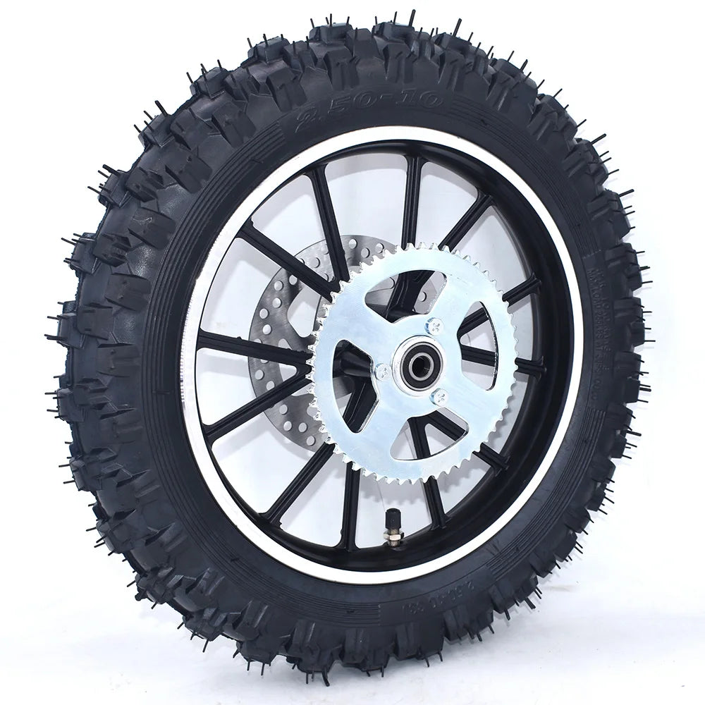 2.50-10" Front Or Rear Wheel 10 inch Tire Aluminum Rims With Brake and Sprocket For Chinese Gas Electric Mini Dirt Pit Bike