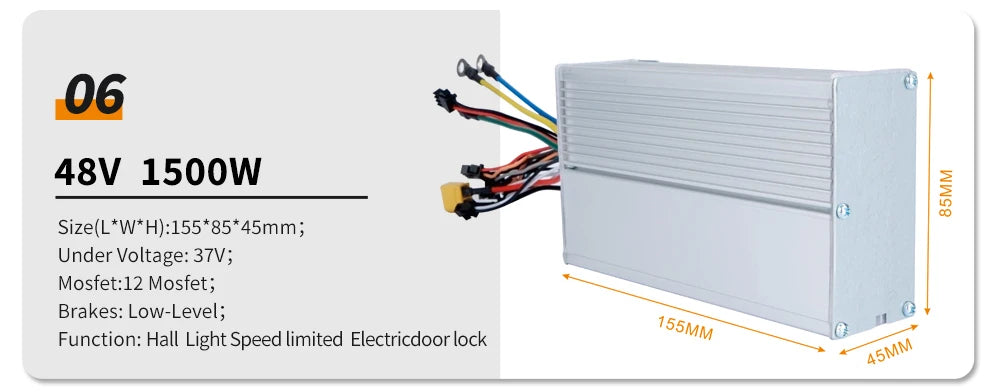 Electric Scooter Controller 36V/48V/52V/60V 500W-2000W Universial Brushless Controller Electric Bicycle Scooter JP Controller