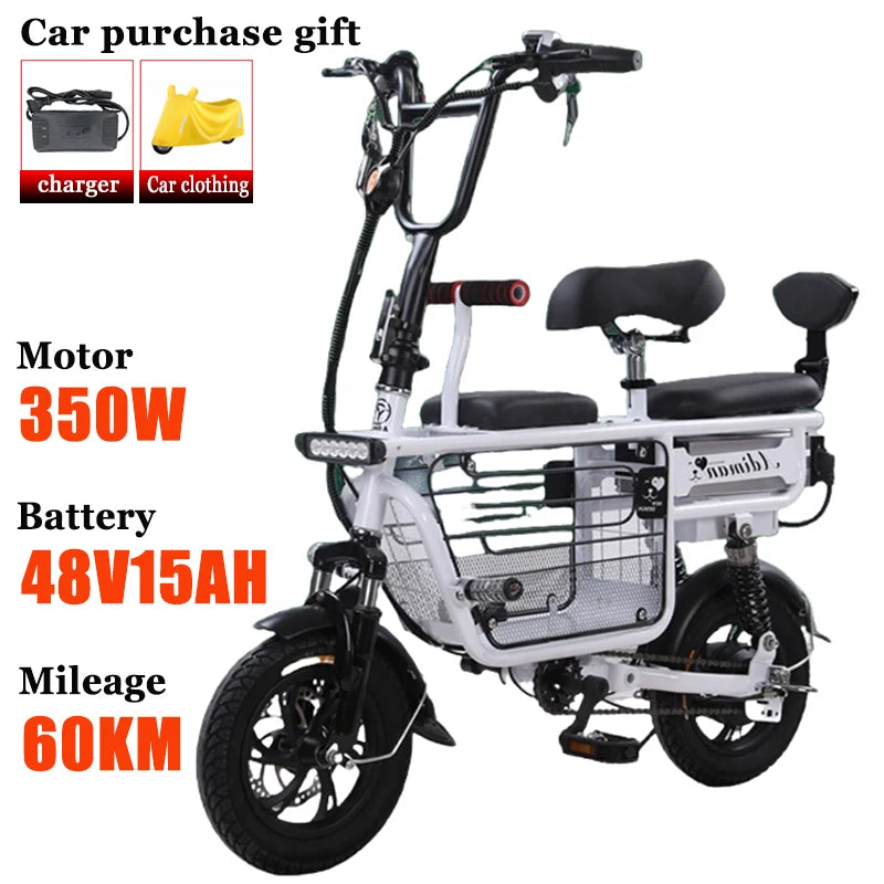 12 Inches Electric Bicycle Anti-theft Leisure Long Life Electric Bike Adult Commuting Removable Lithium Battery Mobility Scooter