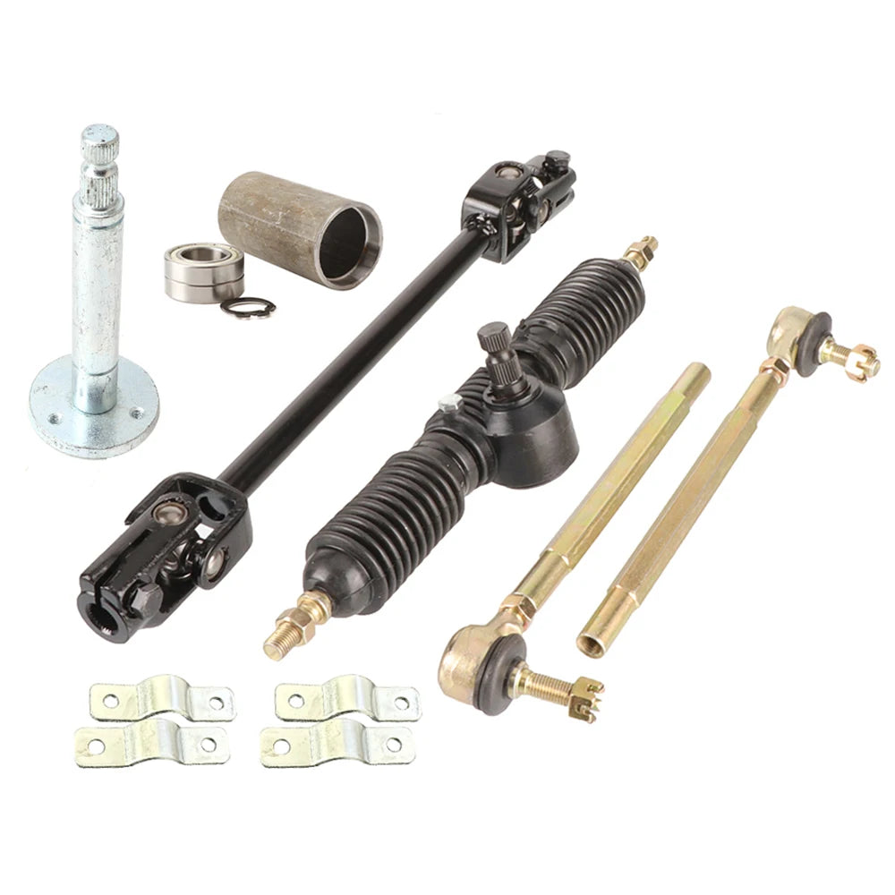 320mm/420mm Front Steering Gear Rack Pinion 30T Adjustable Shaft Tie Rod Kit For 110cc 125cc Quad Go Kart Golf UTV Buggy ATV