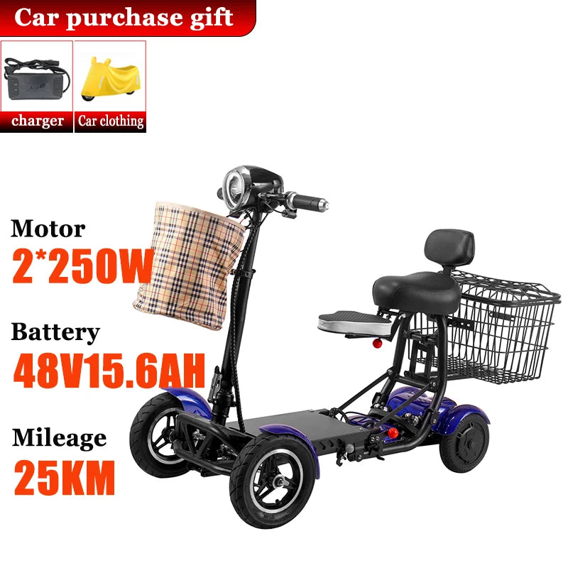Mini Small Senior Scooter Adult 4Wheel Folding Elderly  Mobility Scooter 36V Removable Lithium Battery Disabled Electric Scooter