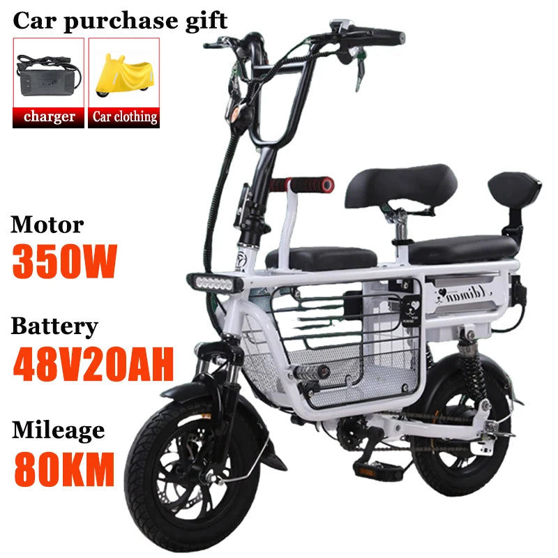 12 Inches Electric Bicycle Anti-theft Leisure Long Life Electric Bike Adult Commuting Removable Lithium Battery Mobility Scooter