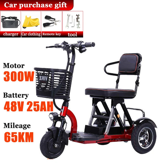 NEW Adult Electric Tricycle 3-Wheeler Disabled Commuting Electric Scooter with Basket Comfortable Seat Elderly Mobility Scooter