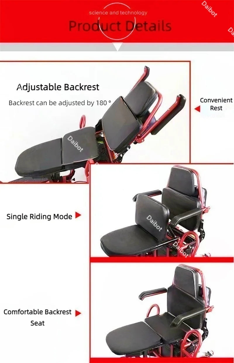 Small Parent Child Elderly Electric Tricycle Folding For Family 350W Electric Scooter Women With Adjustable Backrest/Seat/Basket