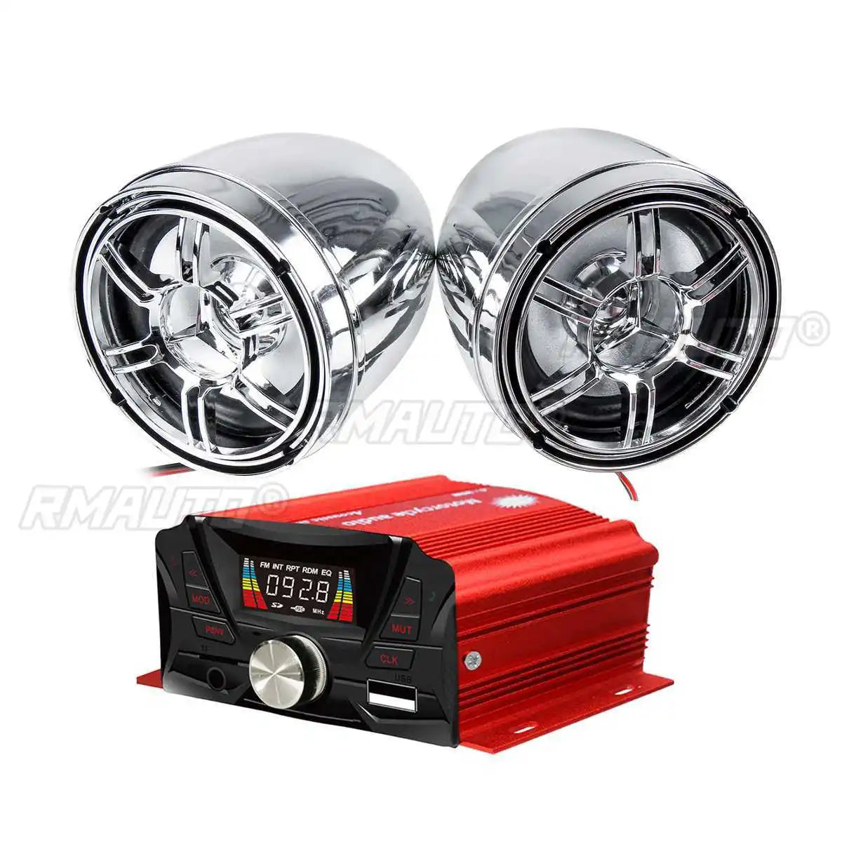 12V Universal Motorcycle Audio bluetooth Remote Control Speaker Stereo System TF USB FM Radio MP3 Music Player Scooter ATV
