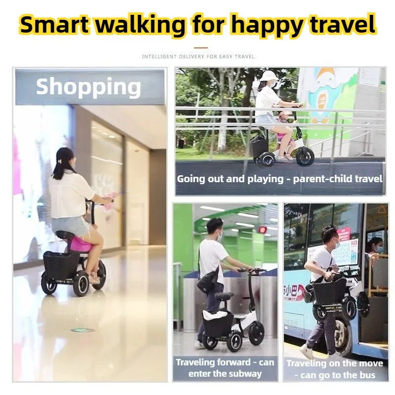Adult Electric Tricycle Portable Folding Parent-child Mini Small 3Wheeler with Basket Elderly Removable Battery Mobility Scooter