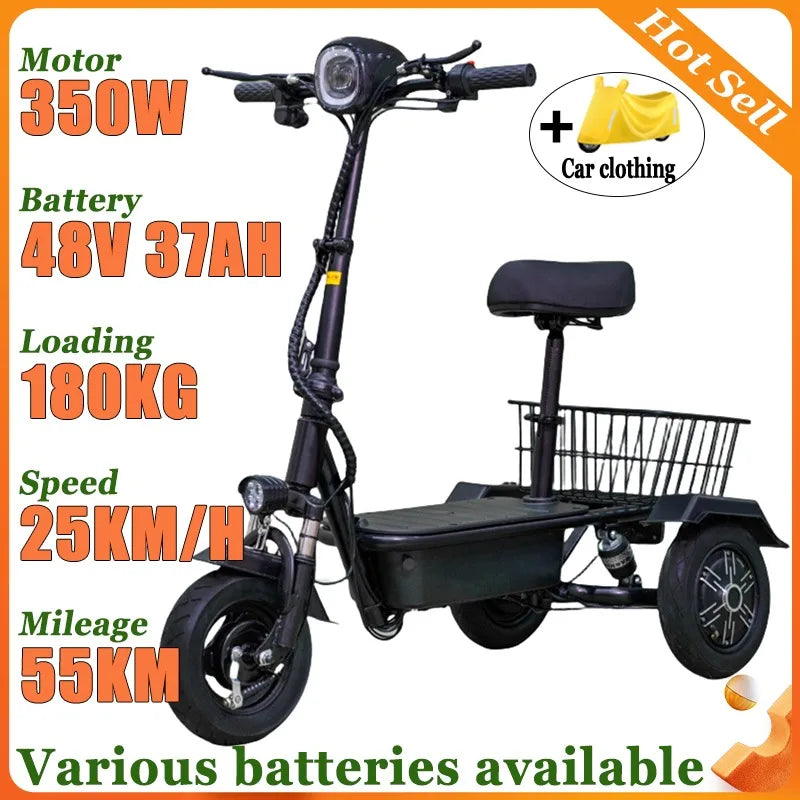 Mini Adult Portable with Basket Electric Scooter Elderly Commuting Electric Tricycle Household Disabled Leisure Electric Bike