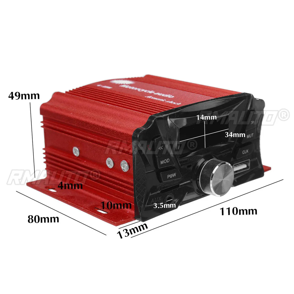 12V Universal Motorcycle Audio bluetooth Remote Control Speaker Stereo System TF USB FM Radio MP3 Music Player Scooter ATV