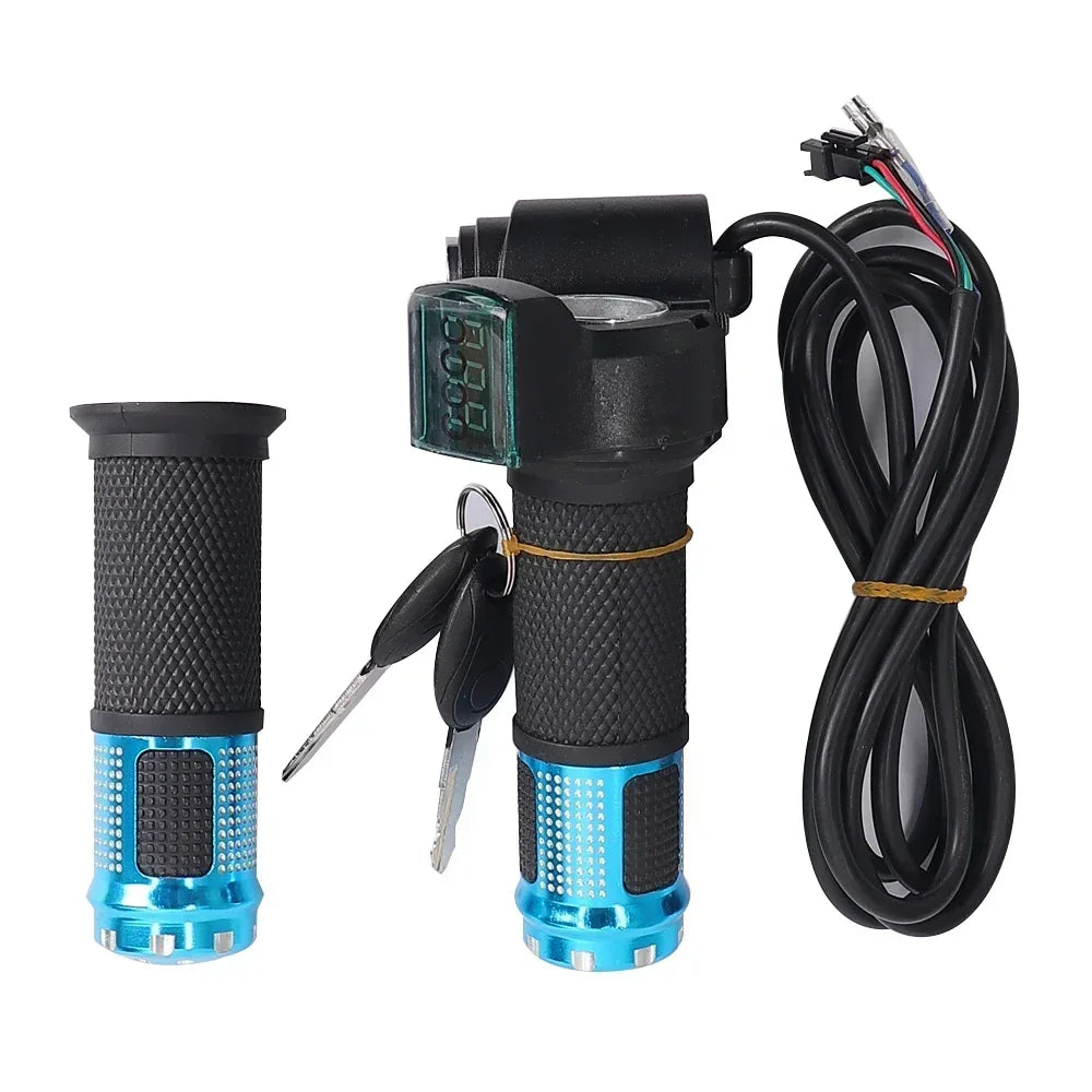 12V-90V Indicator Key Switch for Electric Bike Scooter Electric Throttle Twist Throttle Accelerator with Led Digital Display