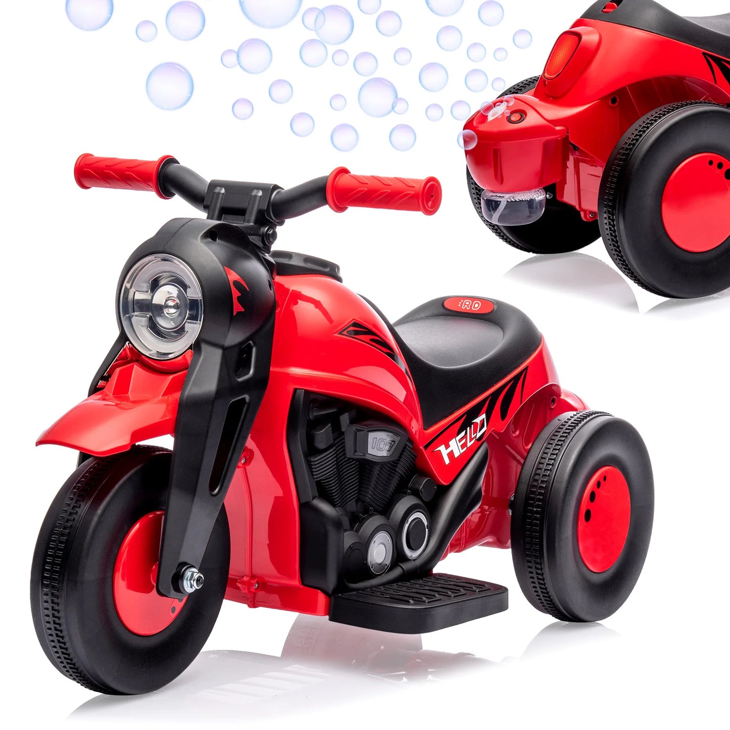 Kids Ride on Bubble Car, 6V Ride on Electric Motorcycle 1.9 MPH, Toddler Motorcycle with Bubble Maker, LED Headlights, Music