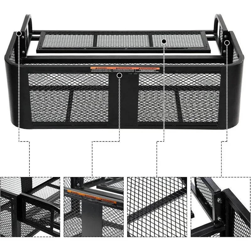 ORCISH 14"W x 41"L x 12.5"H Universal ATV/UTV Rear Drop Cargo Basket Rack,Heavy Duty Detachable Steel Luggage Mesh Surface