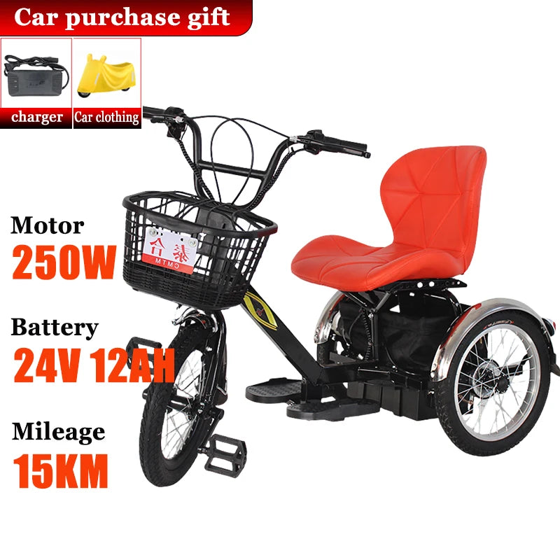 Disabled Commuting Tricycle NEW Small Adult Leisure Light Electric Kick Scooter Elderly Luxury Seat with Basket Electric Bicycle
