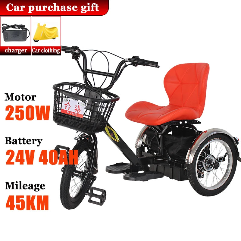 Disabled Commuting Tricycle NEW Small Adult Leisure Light Electric Kick Scooter Elderly Luxury Seat with Basket Electric Bicycle