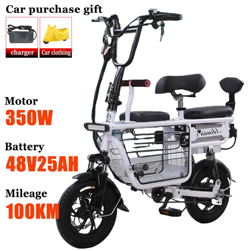 12 Inches Electric Bicycle Anti-theft Leisure Long Life Electric Bike Adult Commuting Removable Lithium Battery Mobility Scooter