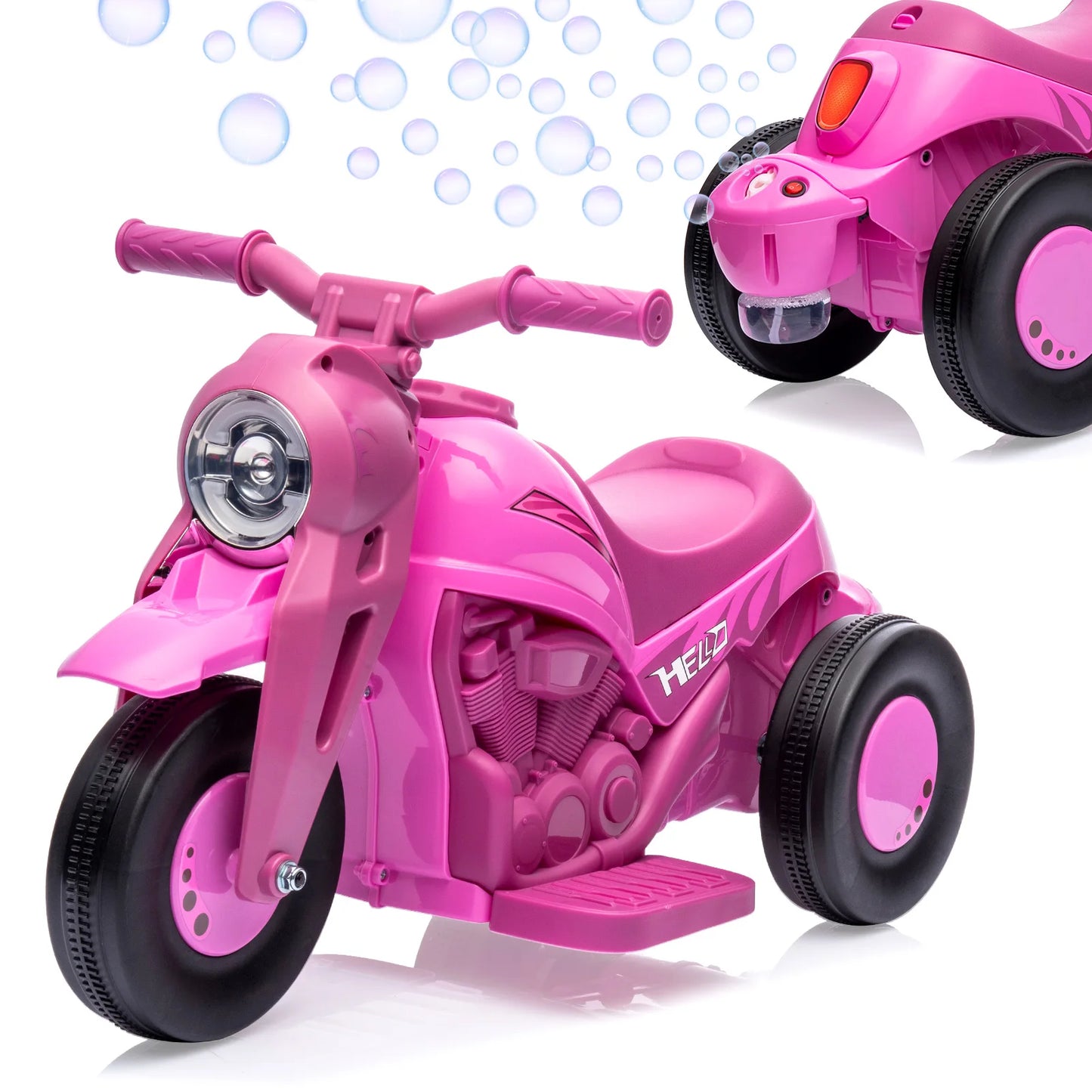 Kids Ride on Bubble Car, 6V Ride on Electric Motorcycle 1.9 MPH, Toddler Motorcycle with Bubble Maker, LED Headlights, Music
