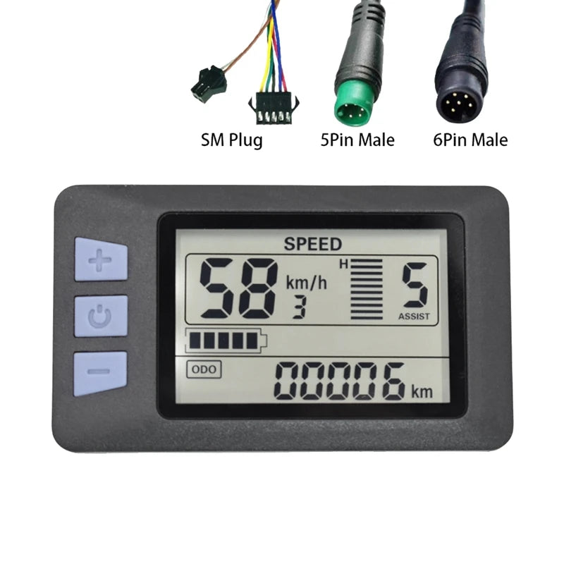 P3H Electric Bike Meter Display Panel Meter Display 24V 36V 48V 60V For Electric Scooter (5PIN)