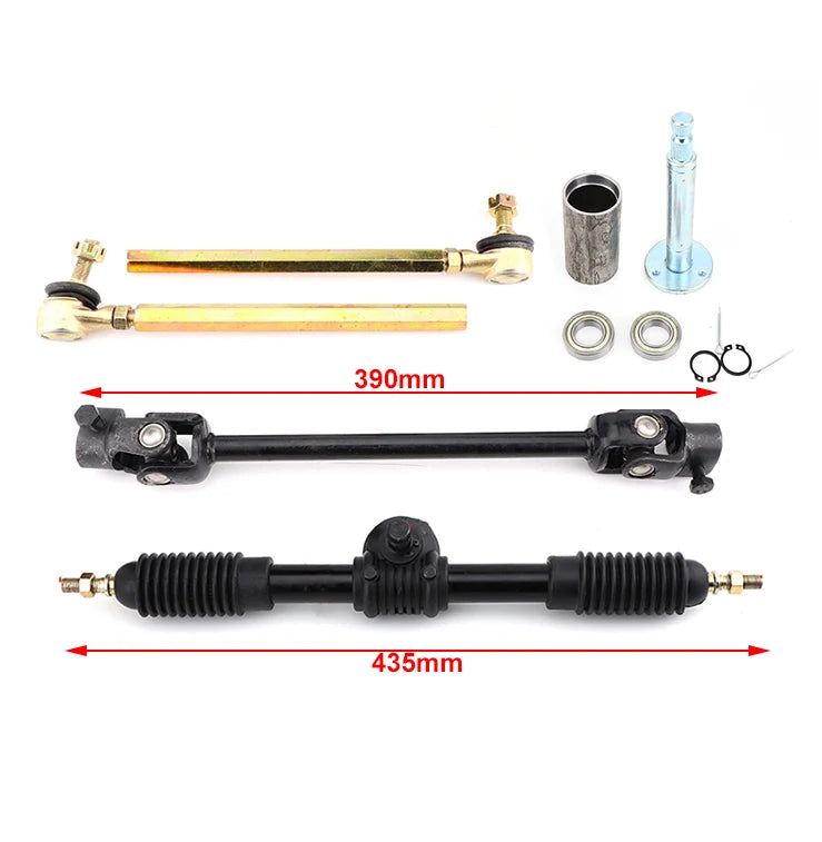 320mm/420mm Front Steering Gear Rack Pinion 30T Adjustable Shaft Tie Rod Kit For 110cc 125cc Quad Go Kart Golf UTV Buggy ATV