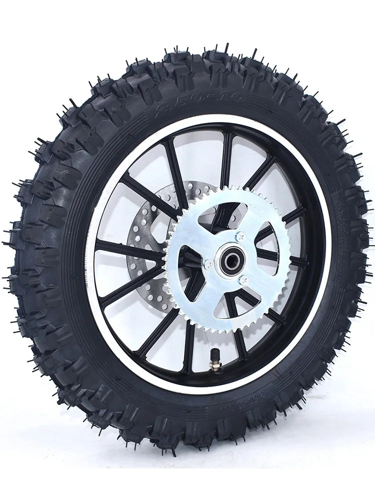 2.50-10" Front Or Rear Wheel 10 inch Tire Aluminum Rims With Brake and Sprocket For Chinese Gas Electric Mini Dirt Pit Bike