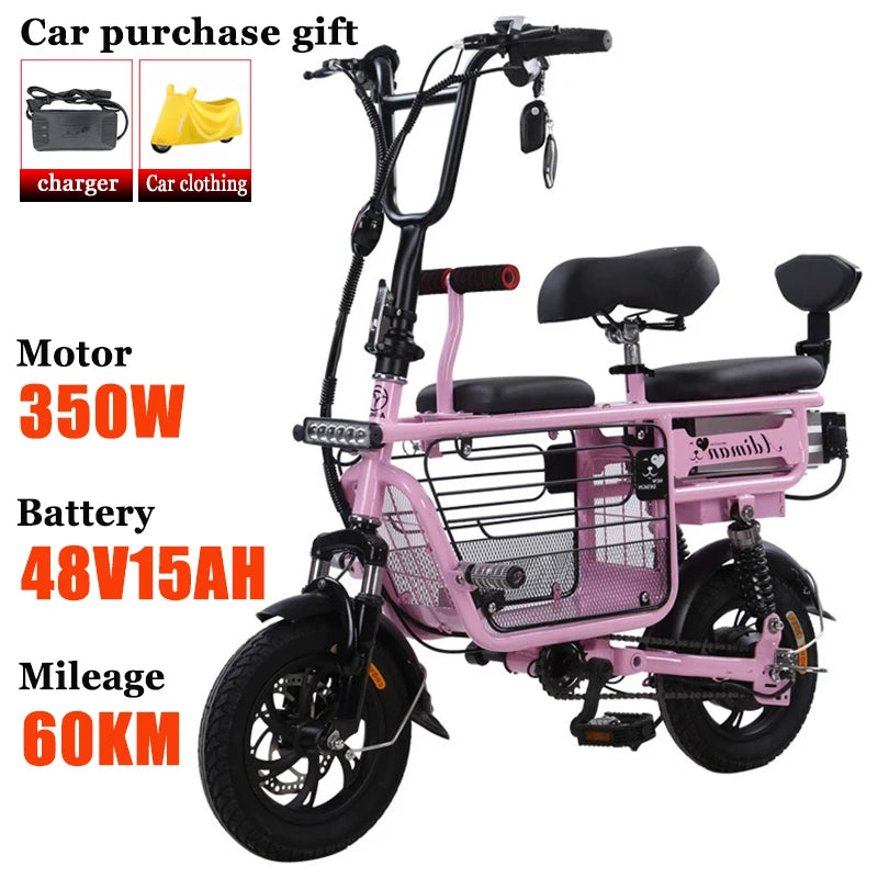 12 Inches Electric Bicycle Anti-theft Leisure Long Life Electric Bike Adult Commuting Removable Lithium Battery Mobility Scooter
