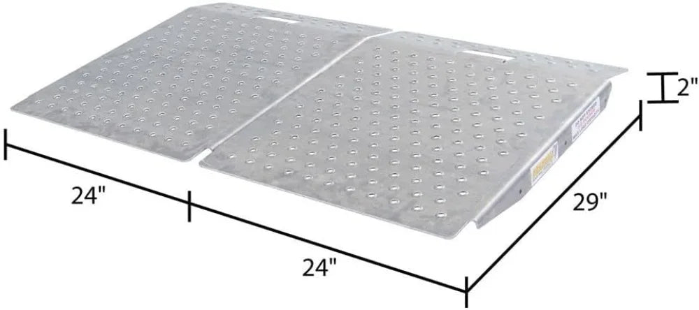 Aluminum Shed Storage Ramps - Lawnmower ATV Golf Cart Landscaping, 1,500 lb. Capacity with Punch Plate Traction 29"x24"-2 Pack