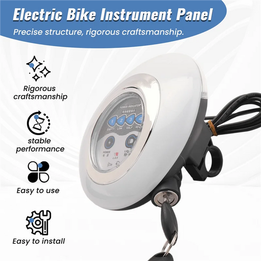 AB56-3 In1 LED Headlight Electric Bike Scooter Frontlight Light Horn Lock Instrument Panel Horn Instrument Headlight